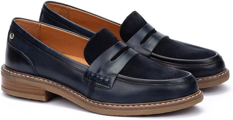 PIKOLINOS Aldaya W8J-3541 Women’s Loafers – Premium Calfskin Leather Slip-On – Lightweight Comfort, Removable Insole, Medium & Wide Width Ergonomic Everyday Support(Blue)