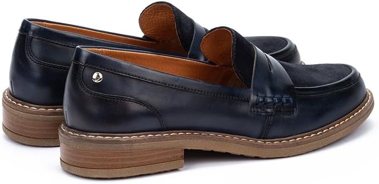 PIKOLINOS Aldaya W8J-3541 Women’s Loafers – Premium Calfskin Leather Slip-On – Lightweight Comfort, Removable Insole, Medium & Wide Width Ergonomic Everyday Support(Blue)