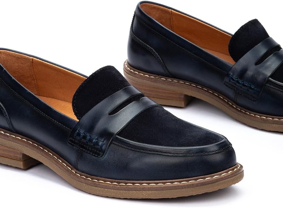 PIKOLINOS Aldaya W8J-3541 Women’s Loafers – Premium Calfskin Leather Slip-On – Lightweight Comfort, Removable Insole, Medium & Wide Width Ergonomic Everyday Support(Blue)