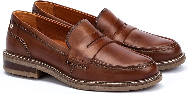 PIKOLINOS Aldaya W8J-3541 Women’s Loafers – Premium Calfskin Leather Slip-On – Lightweight Comfort, Removable Insole, Medium & Wide Width Ergonomic Everyday Support(Cuero)