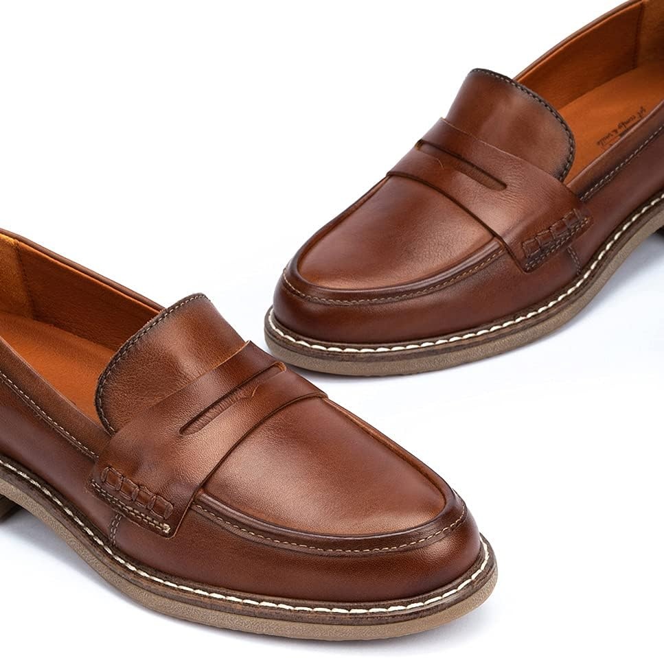 PIKOLINOS Aldaya W8J-3541 Women’s Loafers – Premium Calfskin Leather Slip-On – Lightweight Comfort, Removable Insole, Medium & Wide Width Ergonomic Everyday Support(Cuero)