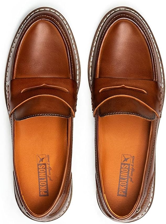 PIKOLINOS Aldaya W8J-3541 Women’s Loafers – Premium Calfskin Leather Slip-On – Lightweight Comfort, Removable Insole, Medium & Wide Width Ergonomic Everyday Support(Cuero)