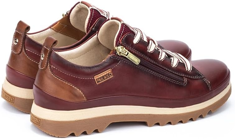 PIKOLINOS VIGO W3W-6979 Women’s Casual Shoes – Premium 100% Calfskin Leather – Memory Foam Insole, Lace & Zip Closure, Non-Slip Sole, Lightweight Comfort(Arcilla)