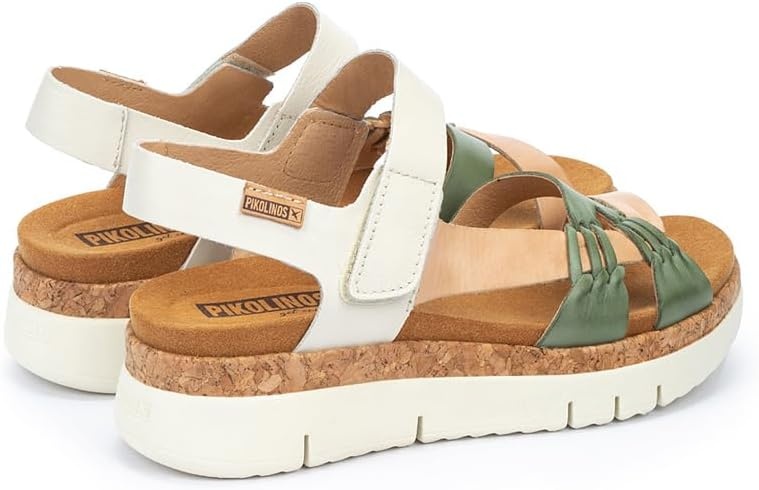 PIKOLINOS Palma W4N-0968 Women’s Sandals – Stylish Premium Leather Wedge Sandals – Cushioned Insole, Hook & Loop Closure, Ultra-Light Sole for Everdat Walking(Mint Green)