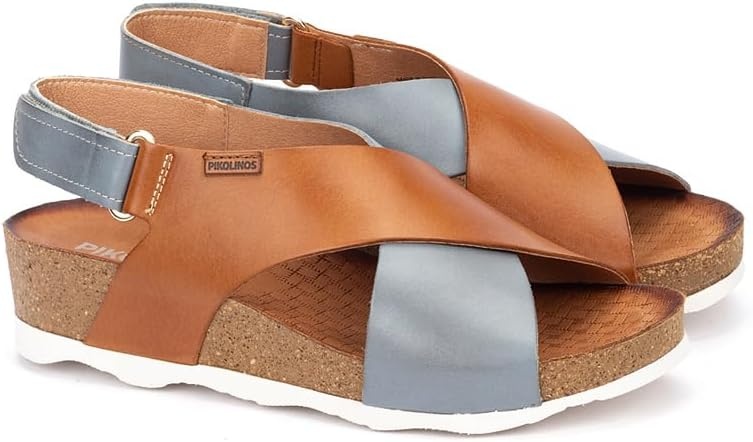 PIKOLINOS Wedge Sandals Leather Mahon for Woman Denim