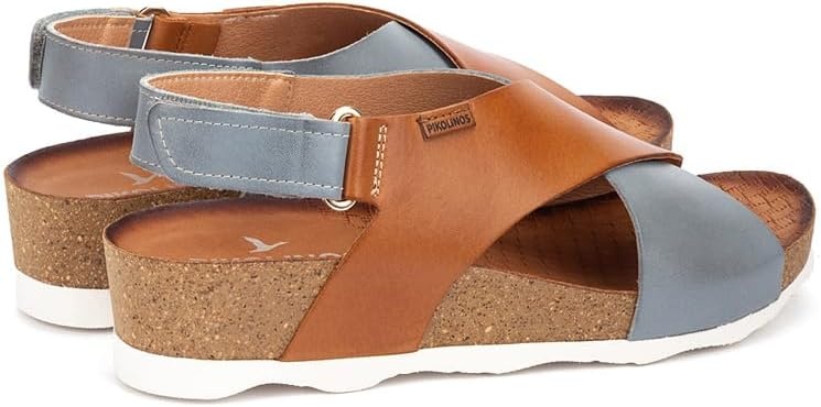 PIKOLINOS Wedge Sandals Leather Mahon for Woman Denim