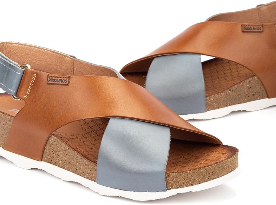 PIKOLINOS Wedge Sandals Leather Mahon for Woman Denim